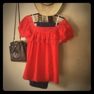 Vintage Off Shoulder Ruffle Top